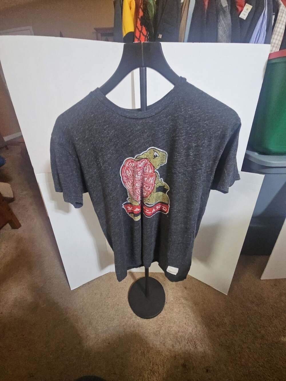 Retro Brand Maryland Terrapins Turtle Graphic T-Shirt Size Large Dark Gray